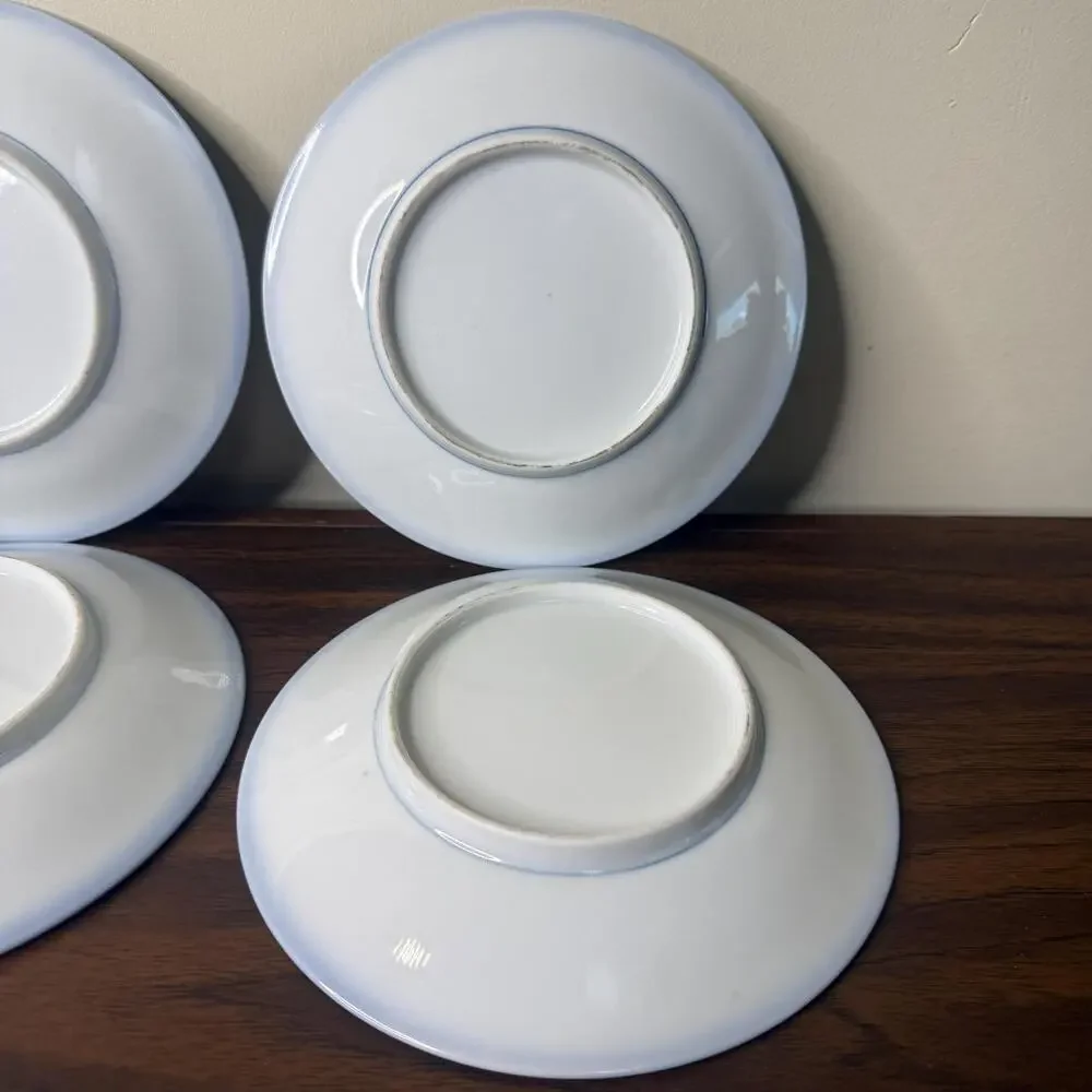 Vintage Otagiri Japan Plate Set Blue and White Porcelain Bamboo Trees